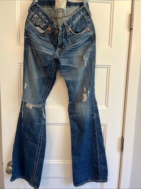 Big Star Blue Distressed Flare Jeans